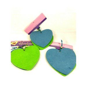 Lot of 3 Felt Set of 2 Each Heart Hangers Blue Gre
